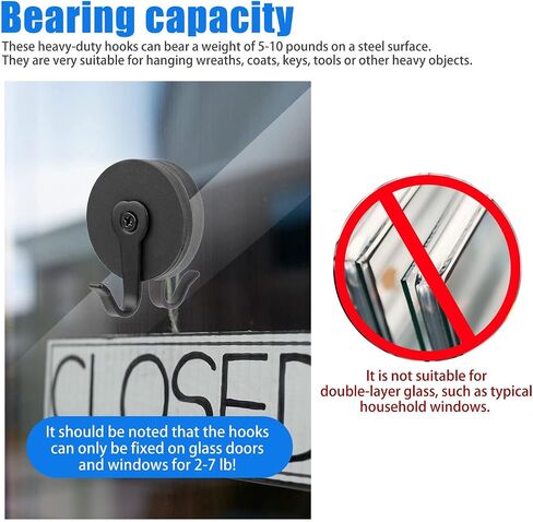 2Pcs Magnetic Garland Wreath Metal Hook Hanger Heavy Duty Front Door Hanging Tool, Damage Free Hooks for Hanging, Suitable for Glass Doors Storm Doors in Saudi Arabia