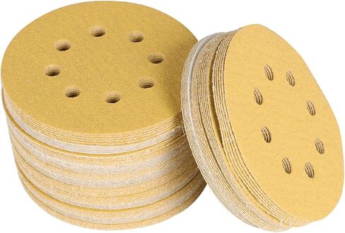 5 Inch 8 Hole Hook-and-Loop Gold Sanding Discs 100 Grit Premium Aluminum Oxide Sanding Discs 100 Pack in Saudi Arabia