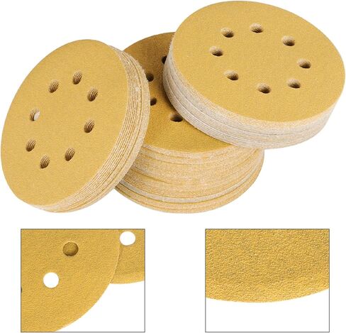 5 Inch 8 Hole Hook-and-Loop Gold Sanding Discs 100 Grit Premium Aluminum Oxide Sanding Discs 100 Pack in Saudi Arabia
