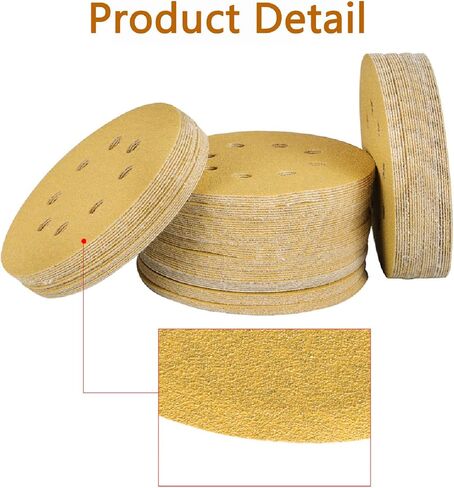 5 Inch 8 Hole Hook-and-Loop Gold Sanding Discs 100 Grit Premium Aluminum Oxide Sanding Discs 100 Pack in Saudi Arabia