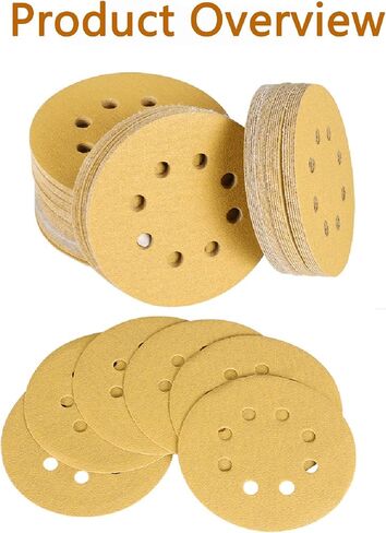 5 Inch 8 Hole Hook-and-Loop Gold Sanding Discs 100 Grit Premium Aluminum Oxide Sanding Discs 100 Pack in Saudi Arabia