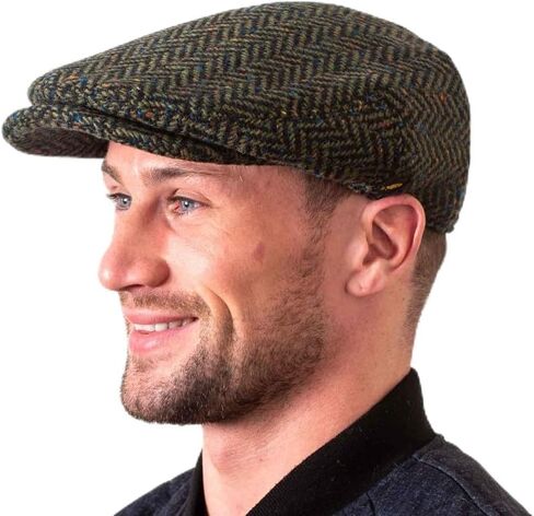 Men's Genuine Irish Newsboy Driving Cap, 100% Wool Tweed Made in Ireland Co. Kerry in Saudi Arabia