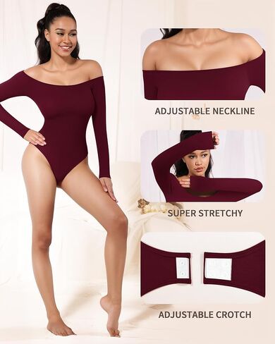 بدلة للجسم MANGOPOP بدون أكتاف وأكمام طويلة، ملابس داخلية للتحكم في البطن، ملابس علوية مضلعة بدون خياطة in Kuwait