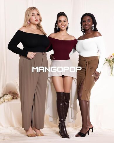 بدلة للجسم MANGOPOP بدون أكتاف وأكمام طويلة، ملابس داخلية للتحكم في البطن، ملابس علوية مضلعة بدون خياطة in Kuwait