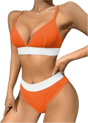 COZYEASE Women's 2 Piece Outfits Colorblock Camisole Bra and Low Rise Briefs Sporty Lingerie Set in Saudi Arabia