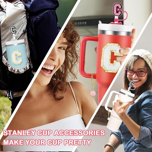 12 Pcs Cup Accessories Set for Stanley Cup 30&40 Oz Initial Straw Cover Personalized Handle Letter Charms in Saudi Arabia