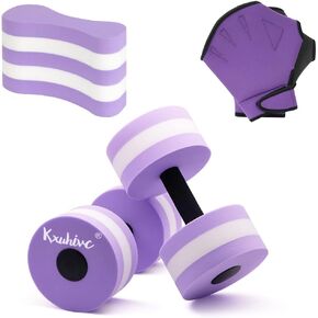 Aquatic Fitness Set, Water Dumbbells, Pull Buoy Leg Float EVA 5-Layer, Water Aerobics Workouts, 2PCS Foam Barbells Pool Resistance Gloves Swimming Beginners Sports Exercise