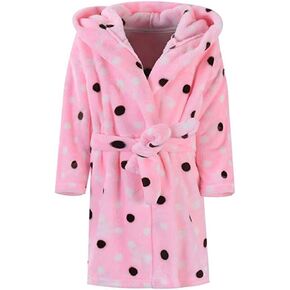SRVNFBKT Boys Girls Bathrobes, Kids Hooded Bathrobes Plush Soft Flannel Robes Sleepwear Gift for Boys Girls in Kuwait