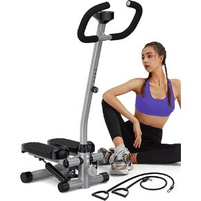 Amicus Mini Stepper for Exercise, Adjustable Height Hydraulic Stair Steppers with Resistance Band for Home, 330lbs Weight Capacity