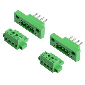 GINTOOYUN 2 Sets 4 Pin 5.08 mm Terminal, 4-Pin Pluggable Screw Terminal Block Connectors, 4P Through-wall Terminal Connectors 2EDGWB+2EDGKM with Screw Lock Plate Fixed