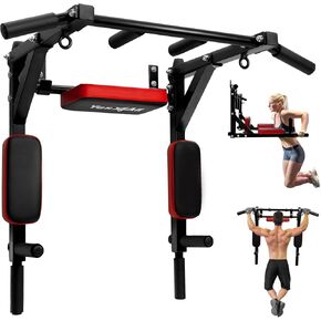 Yes4All Multifunctional Wall Mounted Pull Up Bar Chin Up Bar Dip Station for Home Gym Workout, Power Tower Set Training Equipment Fitness Supports 515 lbs