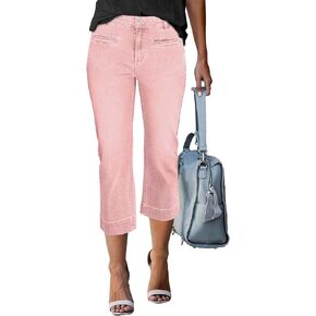 luvamia Capri Jeans for Women High Waisted Slim Straight Stretchy Denim Capris Pants Welt Pockets Casual Cropped Jeans in Kuwait