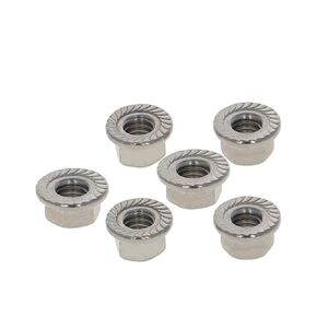 MroMax 4Pcs M8x1.25mm Pitch Serrated Flange Hex Lock Nuts 304 Stainless Steel Metric Thread Hardware Nuts Bright Finish for Automobiles, Motorcycles, Generators, Home Appliances Silver