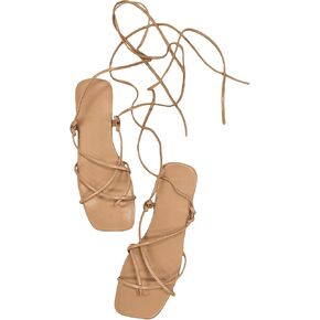 GORGLITTER Women's Summer Strappy Sandals Dressy Beach Lace Up Shoes 2026 | Vacation Shoes, Gladiator, Leather, Toe Ring, Open Toe Comfortable Thong Flats, Cute Wedding Party Outfits in Kuwait
