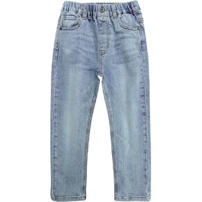 KIDSCOOL SPACE Baby Little Big Girls Jeans,Elastic Waist Ripped Holes Soft Strech Denim Pants