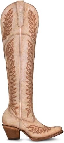 Corral Boots Womens Ld Embroidery & Tall Snip Toe Casual Boots Over the Knee High Heel 3" & Up - Beige in Saudi Arabia