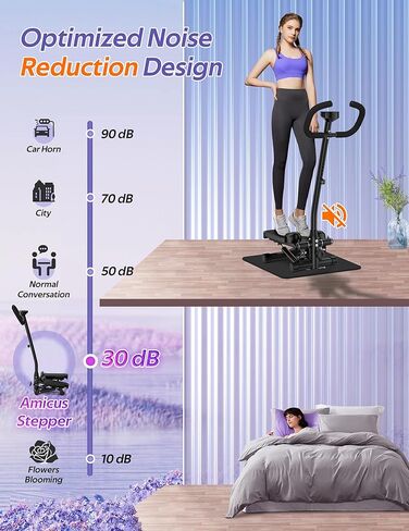 أميكوس ميني ستيبر للتمرين، سلالم هيدروليكية قابلة للتعديل بارتفاع مع شريط مقاومة للمنزل، سعة وزن 330 رطل in Kuwait