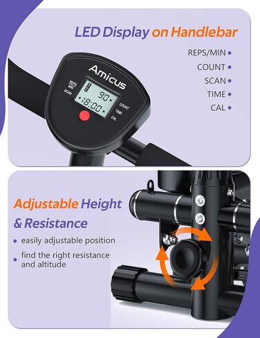 أميكوس ميني ستيبر للتمرين، سلالم هيدروليكية قابلة للتعديل بارتفاع مع شريط مقاومة للمنزل، سعة وزن 330 رطل in Kuwait