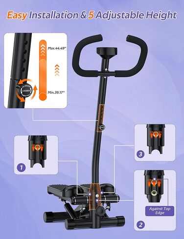 أميكوس ميني ستيبر للتمرين، سلالم هيدروليكية قابلة للتعديل بارتفاع مع شريط مقاومة للمنزل، سعة وزن 330 رطل in Kuwait