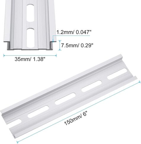 uxcell 3pcs Aluminum DIN Rails, 6 Inches Long, 35mm Wide, 7.5mm High, C45 Terminal Blocks Contactor Din Rails Terminal Blocks in Saudi Arabia