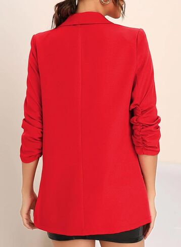 Happy Sailed Womens 3/4 Ruched Sleeve Blazer 2024 Trendy Open Front Work Office Suit Jackets Casual Business Outfits in Saudi Arabia