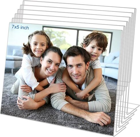 إطارات صور أكريليك مقاس 4 × 6، مجموعة مكونة من 6 إطارات شفافة من الأكريليك الشفاف بدون إطار هدية لعرض سطح المكتب، أو صورة قائمة رأسية أو حامل لافتة عرض مع إدراجات للمكتب المنزلي in Kuwait