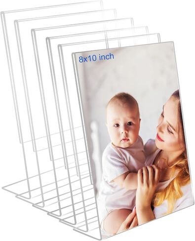 إطارات صور أكريليك مقاس 4 × 6، مجموعة مكونة من 6 إطارات شفافة من الأكريليك الشفاف بدون إطار هدية لعرض سطح المكتب، أو صورة قائمة رأسية أو حامل لافتة عرض مع إدراجات للمكتب المنزلي in Kuwait