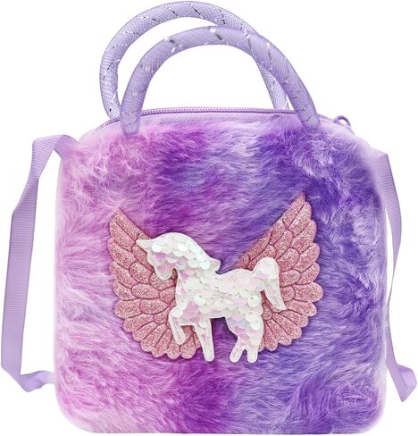 Kids Girls Colorful Plush Unicorn Cell Phone Bag Pouch Mini Crossbody Purse Handbag Wallet in Kuwait