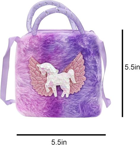 Kids Girls Colorful Plush Unicorn Cell Phone Bag Pouch Mini Crossbody Purse Handbag Wallet in Kuwait