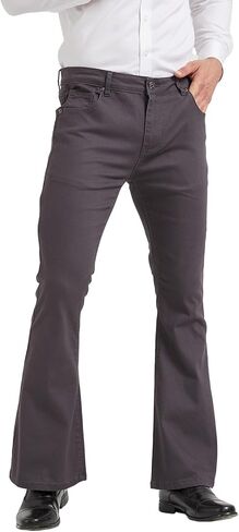 Men's Relaxed Stretch Vintage 60s 70s Bell Bottom Fit Comfort Flared Retro Leg Denim Jeans in Kuwait