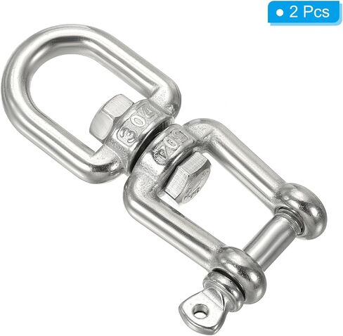 PATIKIL Double Ended Swivel M4 Working Load 133kg/293lbs, 2Pcs 304 Stainless Steel Eye and Jaw Swivel Shackle Ring Connector for Marine Mooring Hanging in Saudi Arabia