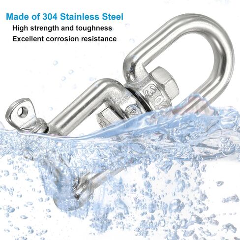 PATIKIL Double Ended Swivel M4 Working Load 133kg/293lbs, 2Pcs 304 Stainless Steel Eye and Jaw Swivel Shackle Ring Connector for Marine Mooring Hanging in Saudi Arabia