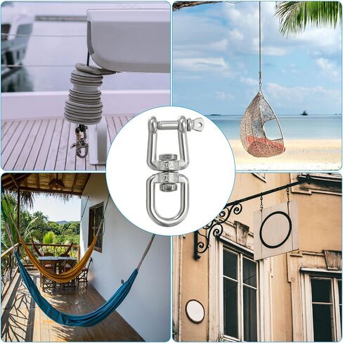 PATIKIL Double Ended Swivel M4 Working Load 133kg/293lbs, 2Pcs 304 Stainless Steel Eye and Jaw Swivel Shackle Ring Connector for Marine Mooring Hanging in Saudi Arabia