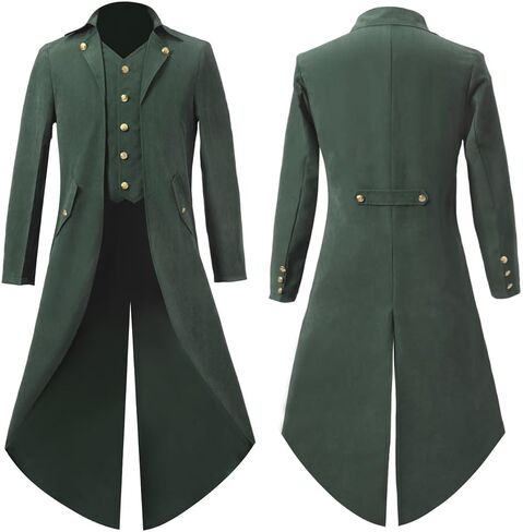 Mambabacosp Mens Vintage Victorian Brown Steampunk Jacket Gothic Renaissance Frock Coat Cosplay Halloween Costume Tailcoat in Saudi Arabia