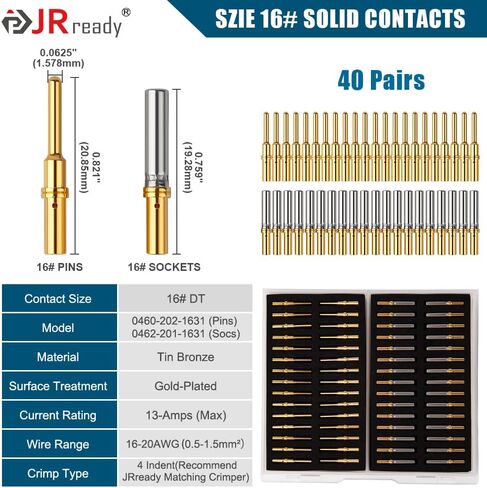 JRready Deutsch DTP Solid Contact Kit,ST6294-050 Turned Contacts Kit Electrical Connectors,50 Pairs Pin& Socket Barrel Style Contacts 12-16 AWG in Saudi Arabia