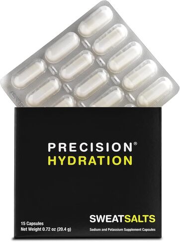 Precision Hydration SweatSalts - 15 Blister Packed (Waterproof) Electrolyte/Salt Capsules - Combat Cramp - All Natural Digestion-Friendly Formula - Gluten Free, Vegan/Vegetarian Friendly in Saudi Arabia