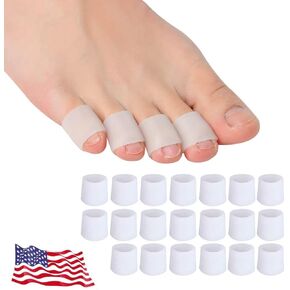 Pinky Toe Protector, (20pcs) Gel Toe Caps, Open Toe Sleeves, Breathable Toe Cushions for Blisters, Corns, Hammer Toes, Toenails Loss (Infused with Aloe Vera Extract)