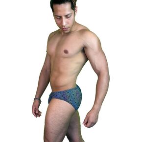 Party Swimmers Mens Swimwear and Party Briefs, Neon Flash Reflective Material, Brief and Bikini Cut, Hidden Zipper Pocket