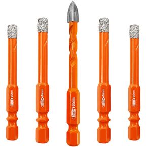 BGTEC Diamond Drill Bits Set Core Drill bit with Quick Change Hex Shank, 5pcs 1/4"*4 Tile Drill Bit+1/4" Carbide Drill Bit for Ceramic Tile Porcelain Tile Marble Granite in Kuwait