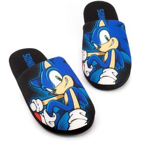 Sonic The Hedgehog Slippers Mens Slip On Game Wide Fit Shoes Loafers