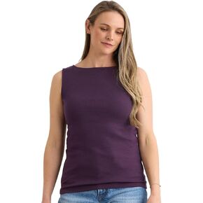 Fair Indigo Organic All-Cotton Luxe Sleeveless Boat Neck Tee in Kuwait