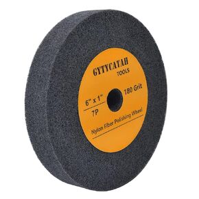 Deburring Wheel, Nylon Fiber Polishing Wheels, Abrasive Silicon Carbide Bench Buffing Grinder Wheel, Dia 8" x 1" Thickness x 3/4" Arbor, 180 Grit, 7P