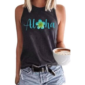 Beach Heartbeat Coconut Tree Sunset Beach Casual Top Vest Gradient Tank Women's Loose and Fitted Sleeveless Vest