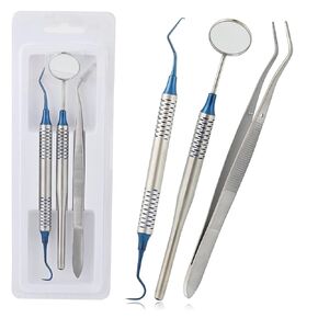 Multi Rainbow Titanium Set of 3 Instruments Basic Dental Set Mirror Explorer College Cotton Plier Hollow Handle Dental Instruments