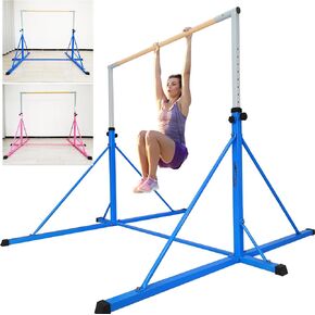 gymnastics high bar for big kids adults ,6FT width 7.2 FT base length ,height adjustable from 49.2" to 68.9" , super stable big triangle extensions,competition gymnastics equipment for home /gym center,weight limit 550 LBS