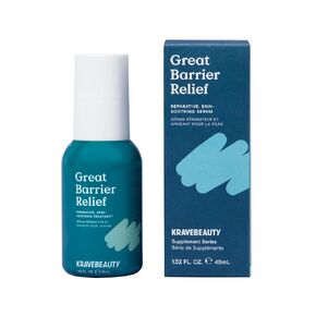 KraveBeauty Great Barrier Relief - Soothing Skin Barrier Repair Serum with Tamanu Oil to Soothe Irritations and Calm Redness for All Skin Types, Vegan and Cruelty-Free, 1.52 fl oz