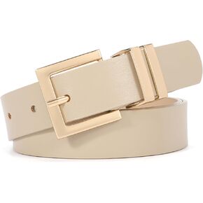 SANSTHS Women's Leather Belt for Jeans Pants Dresses Fashion Ladies Belt Square Gold/Silver Buckle Waist Belt for Women in Kuwait