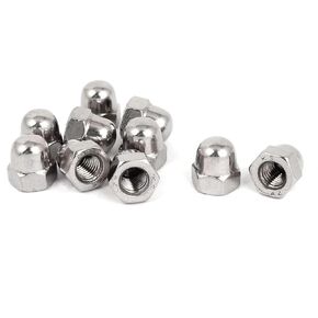10Pcs Silver 1/4-20 Acorn Hex Cap Dome Head Nuts, 304 Stainless Steel 18-8, Bright Finish，Acorn Nuts