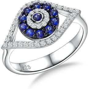 DAYBYDAY 925 Sterling Silver Star Ring for Women D Color VVS1 Moissanite Created Blue Sapphire Multi Row 5 Star Statement Ring Size 6-10 in Kuwait