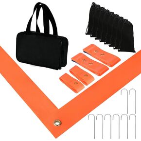 Beach Volleyball Lines Portable 2.5 inch Highly Visible Boundary Lines Set for Outdoor with 8 Stainless Anchors & 8 Sand Bags & Carry Bag, Official Court Size Dimensions (26.3' x 52.6')